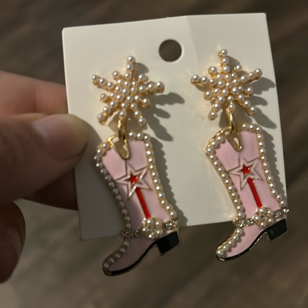 Cowgirl boot earrings